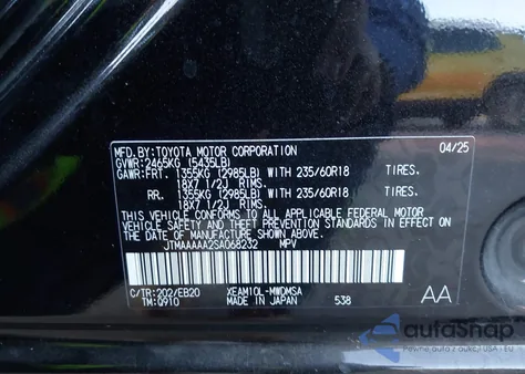 2025 Toyota Bz4X Xle from USA, damaged, VIN JTMAAAAA2SA068232
